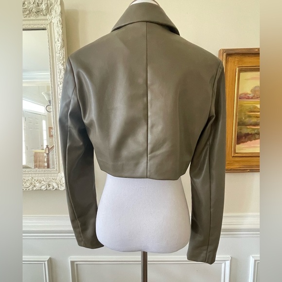 New Anthropologie Avec Les Filles Cropped Vegan Faux Leather Jacket Small - Picture 6 of 8